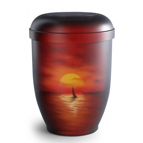 Hand Painted Biodegradable Cremation Ashes Urn – Sunset Sail